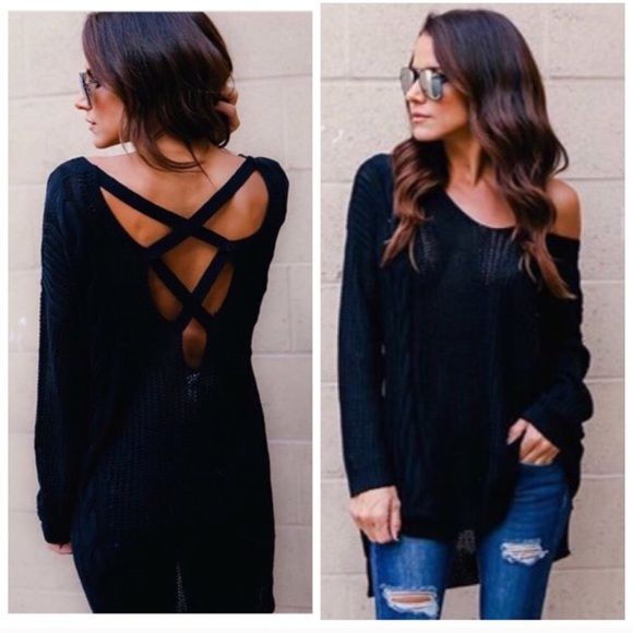 New LAST M/L Cable Knit Sweater cross back - Picture 8 of 8